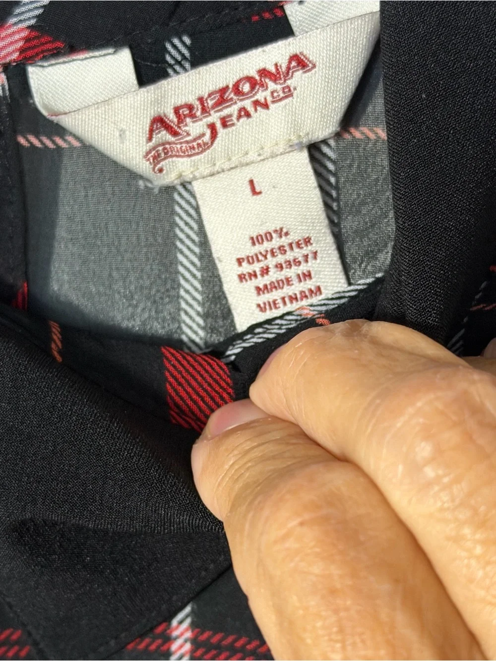 Arizona Jean Company Black and Red Plaid Short-Sleeve Dress